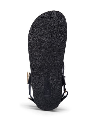 Leather sandal with braided straps and wide fit, Black, Packshot image number 5