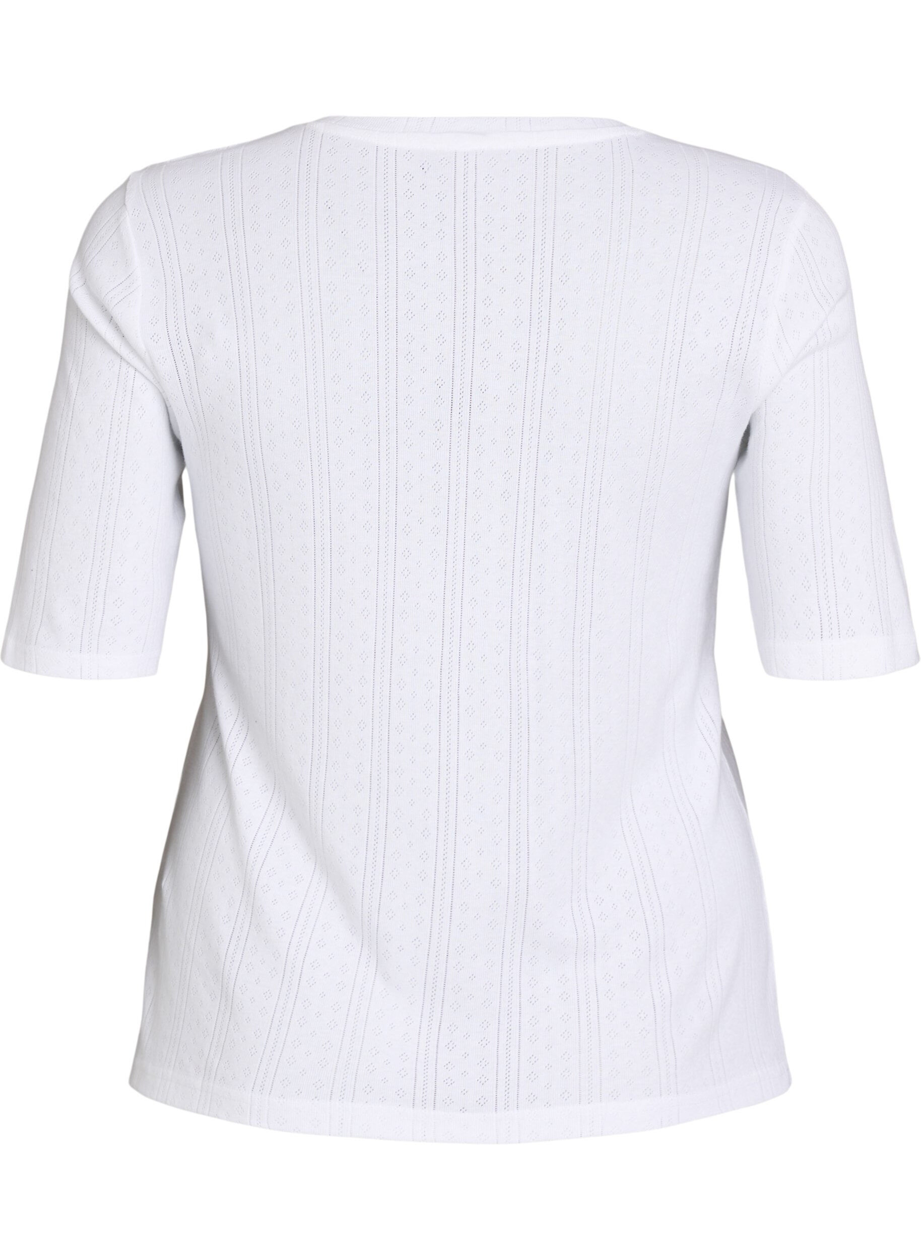 Zizzifashion Cotton T-shirt with eyelet embroidery, White, Packshot image number 1