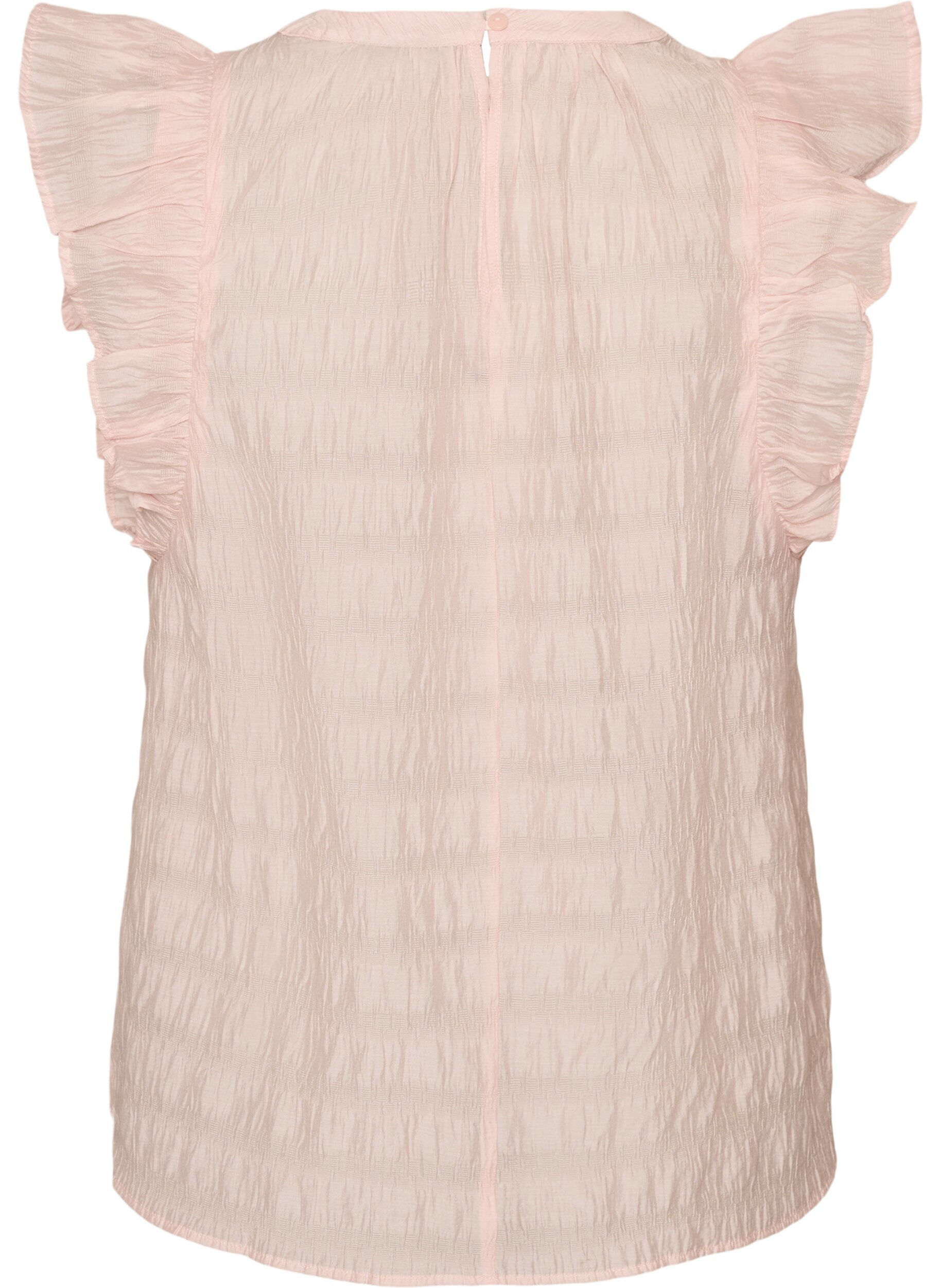 ZizzifashionSleeveless blouse with texture and ruffles, Rose, Packshot image number 1