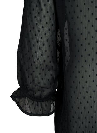 FLASH - Blouse with 3/4 sleeves and textured pattern, Black, Packshot image number 3