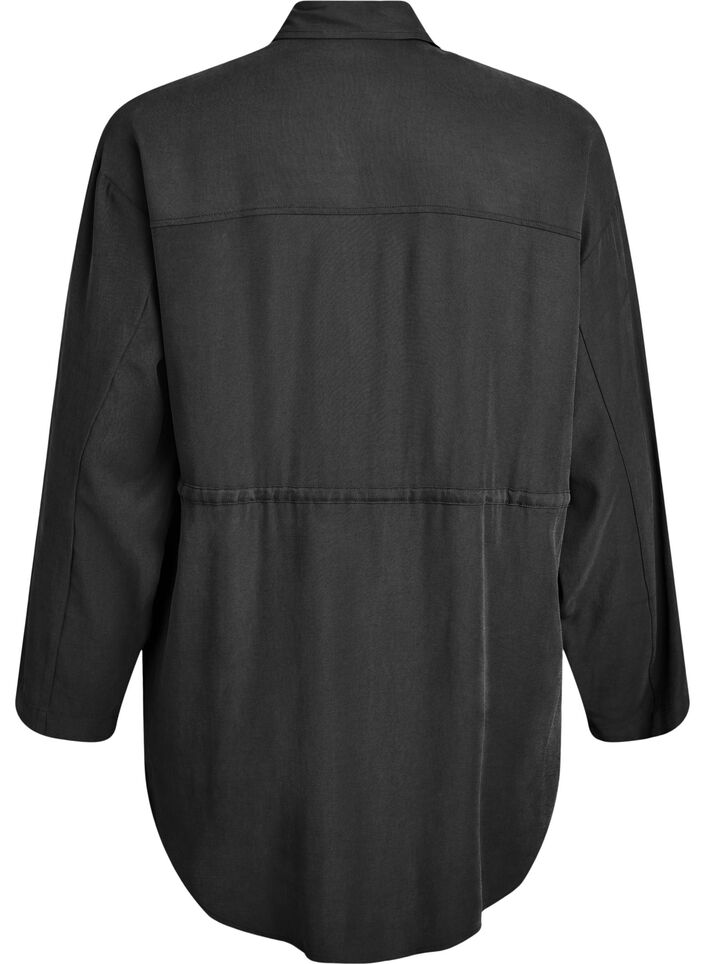 Tunic with chest pockets and adjustable waist, Black, Packshot image number 1