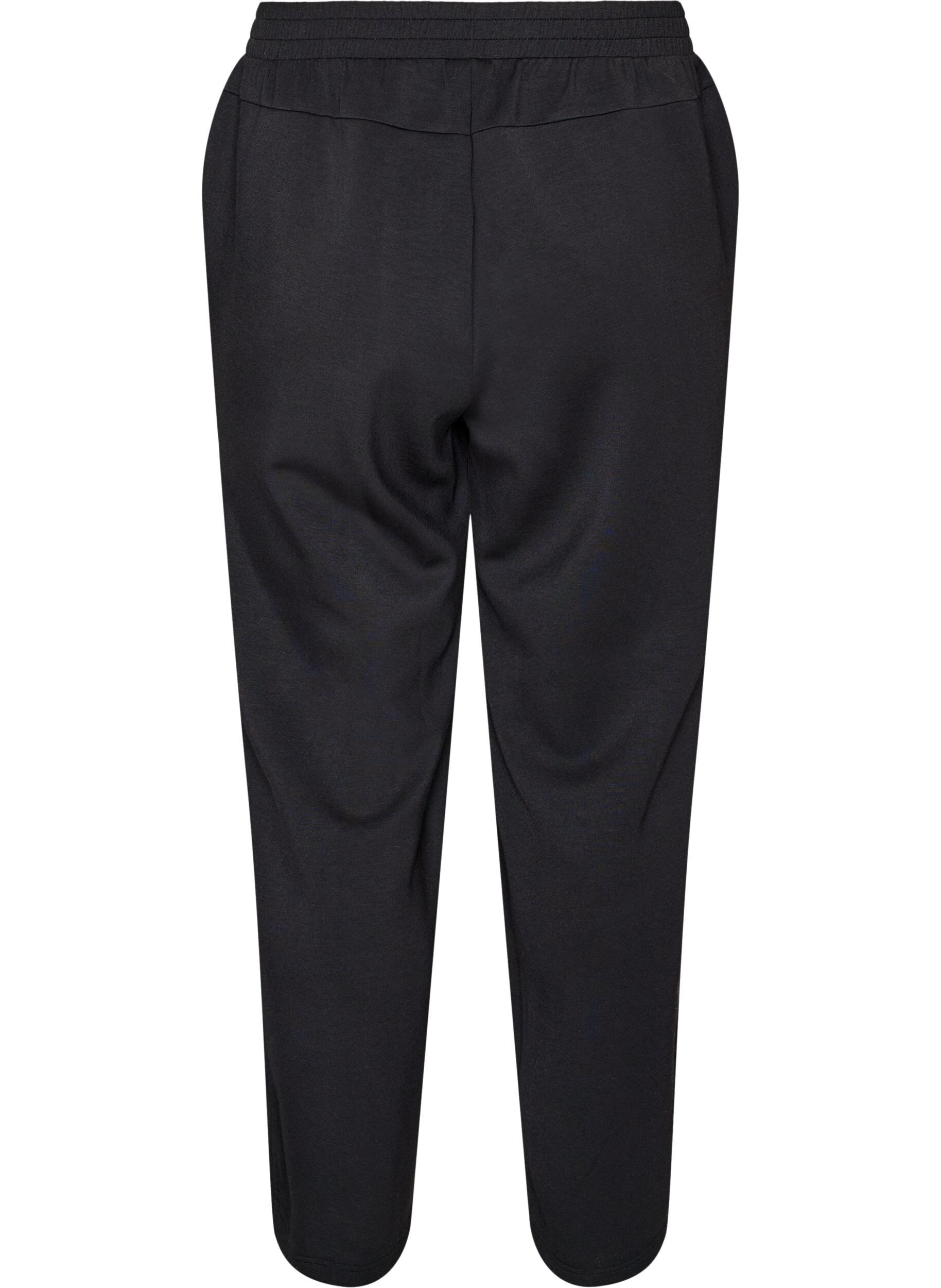 ZizzifashionLoose jersey trousers with high waist and pockets, Black, Packshot image number 1