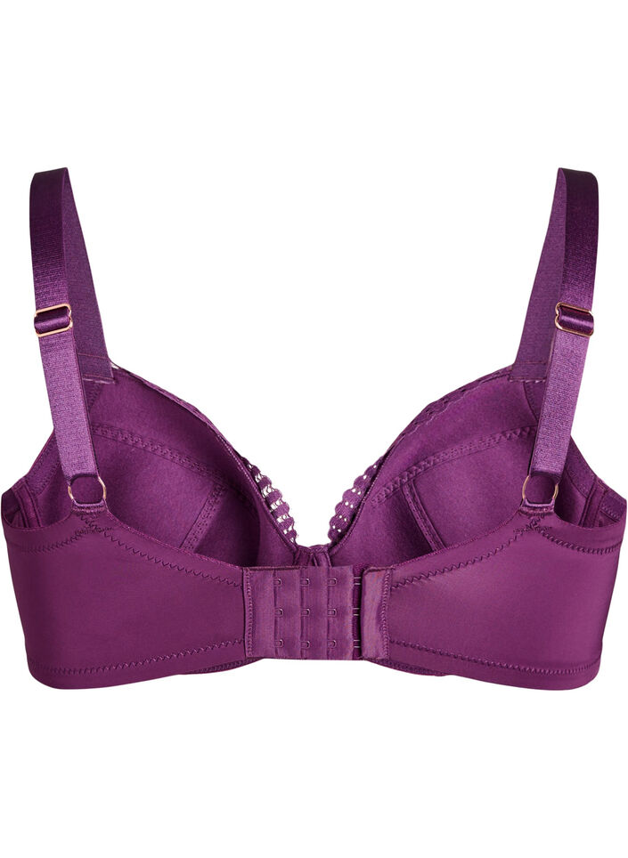 Padded bra with a lace detail, Dark Bordeaux, Packshot image number 1