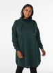 Short sweatshirt dress with high collar and pockets, Green, Model image number 0