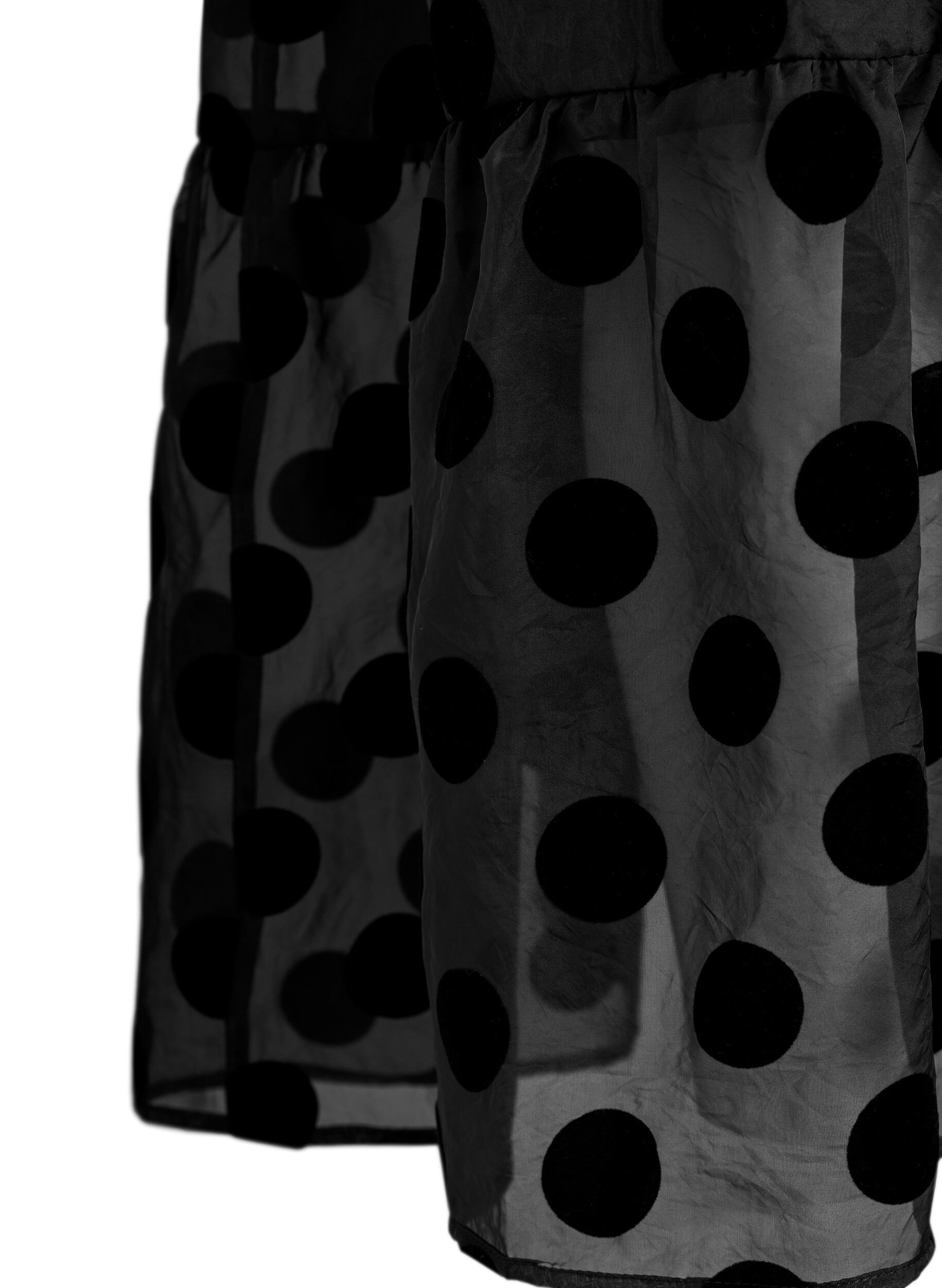 Zizzifashion Midi skirt in organza-look with velvet dots, Black, Packshot image number 3