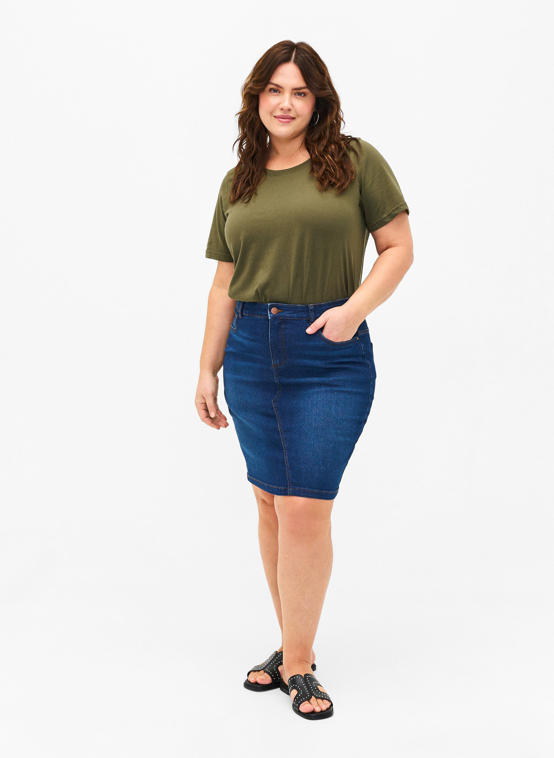 Zizzifashion FLASH - T-shirt with round neck, Olivie Night, Model image number 2