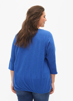 Cotton blouse with 3/4 sleeves, Galaxy Blue, Model image number 1