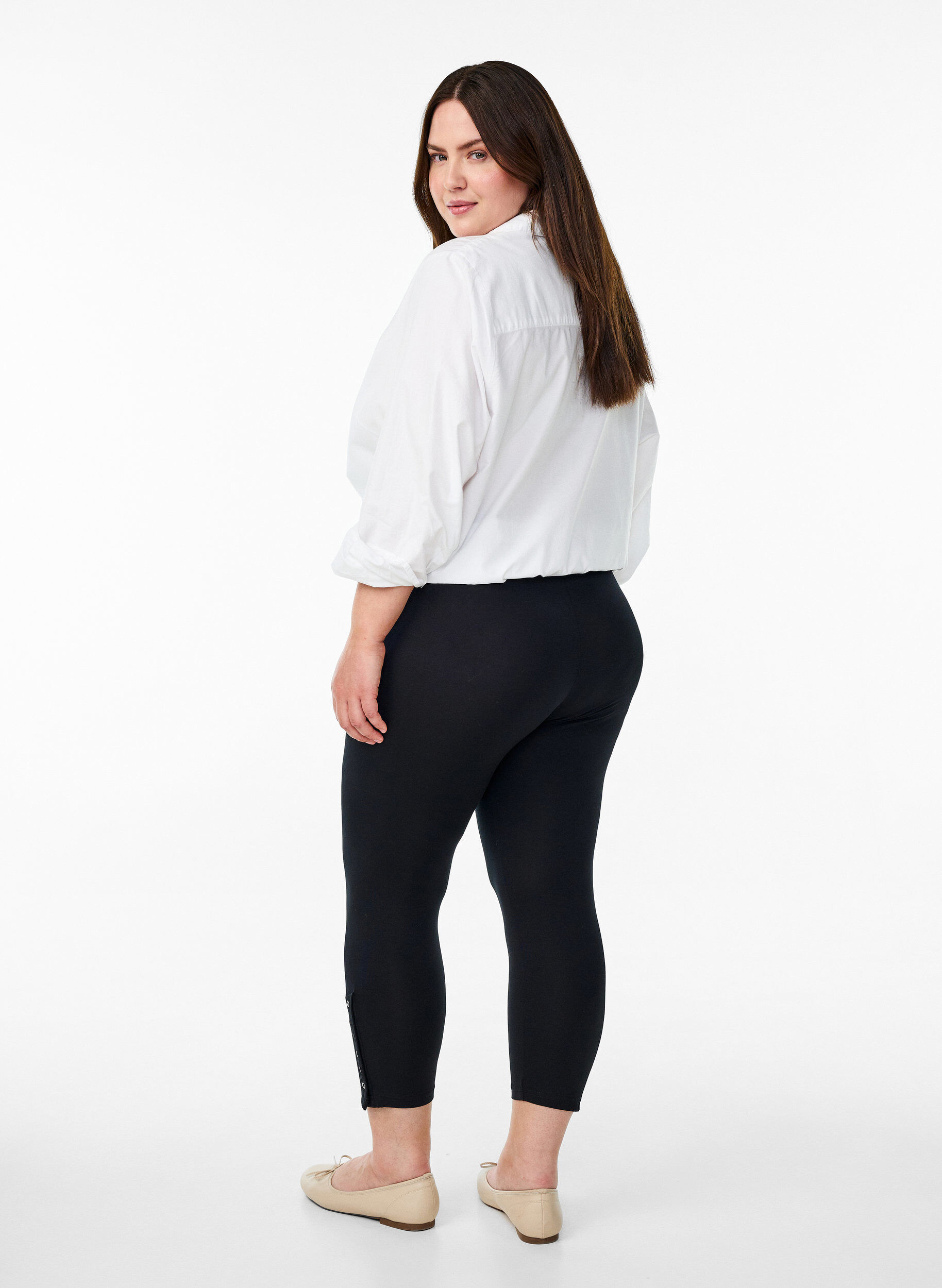 Zizzifashion 3/4 leggings with buttons, Black, Model image number 2