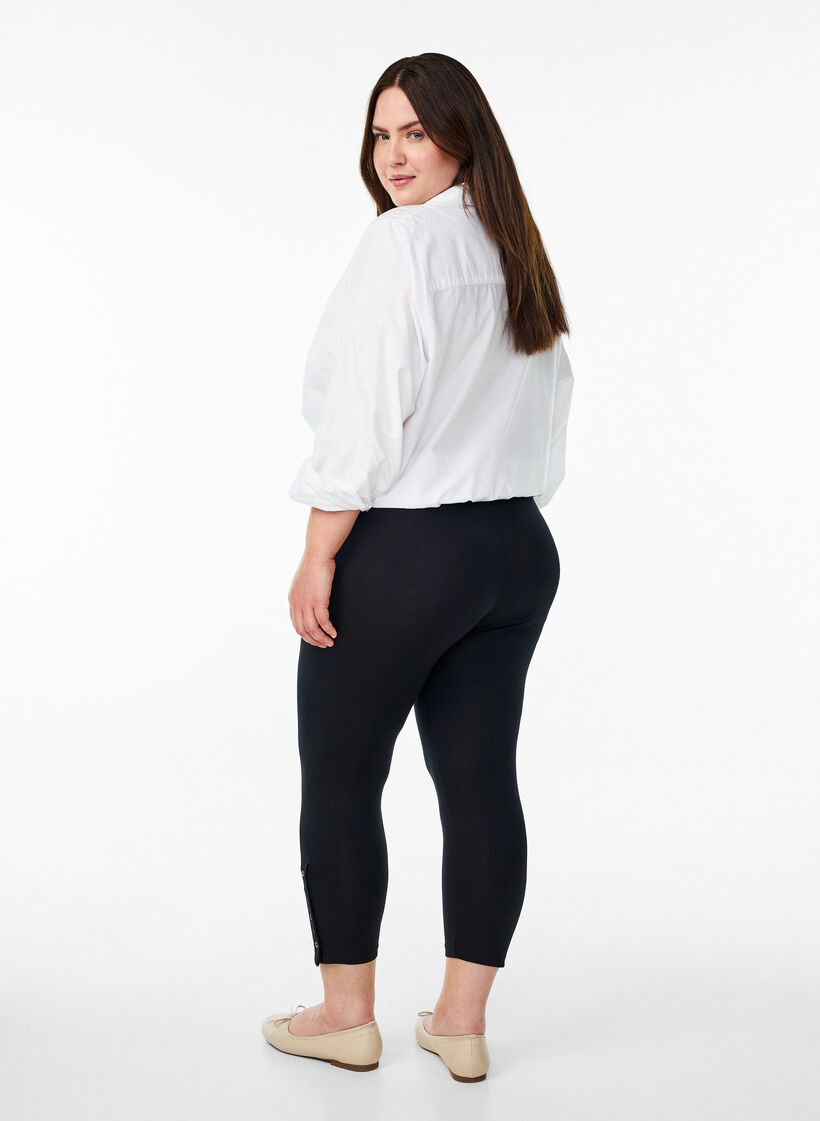3/4 leggings with buttons, Black, Model image number 2