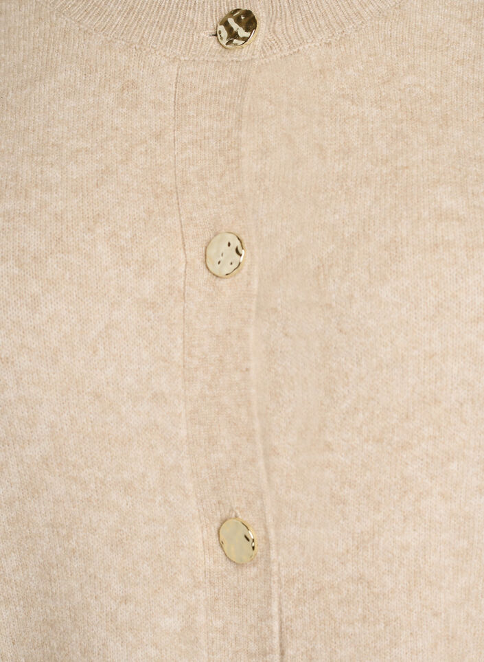Cardigan in soft knit with gold-coloured buttons, Beige, Packshot image number 2