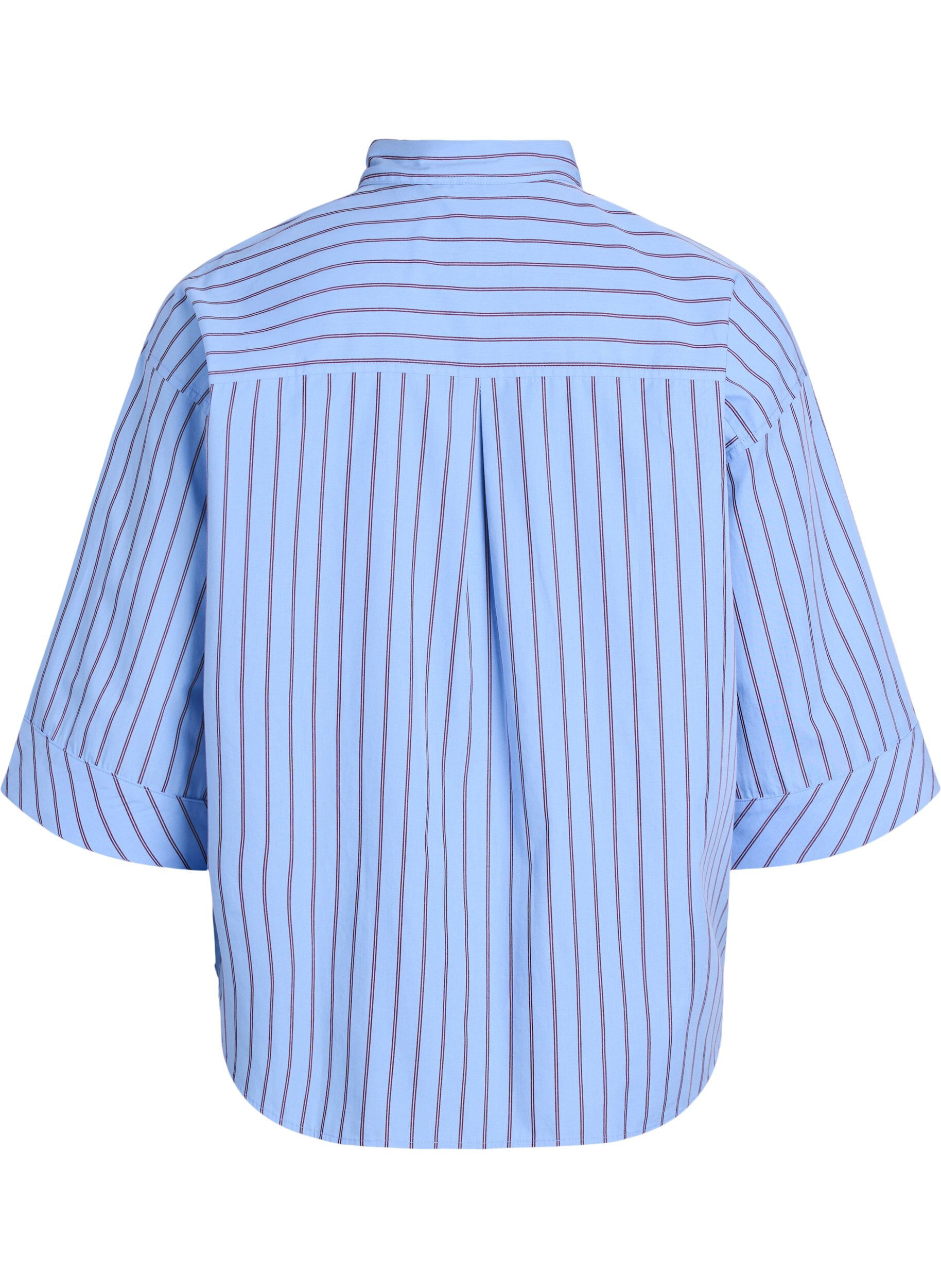 Zizzifashion Striped cotton shirt with wide sleeves, Blue, Packshot image number 1