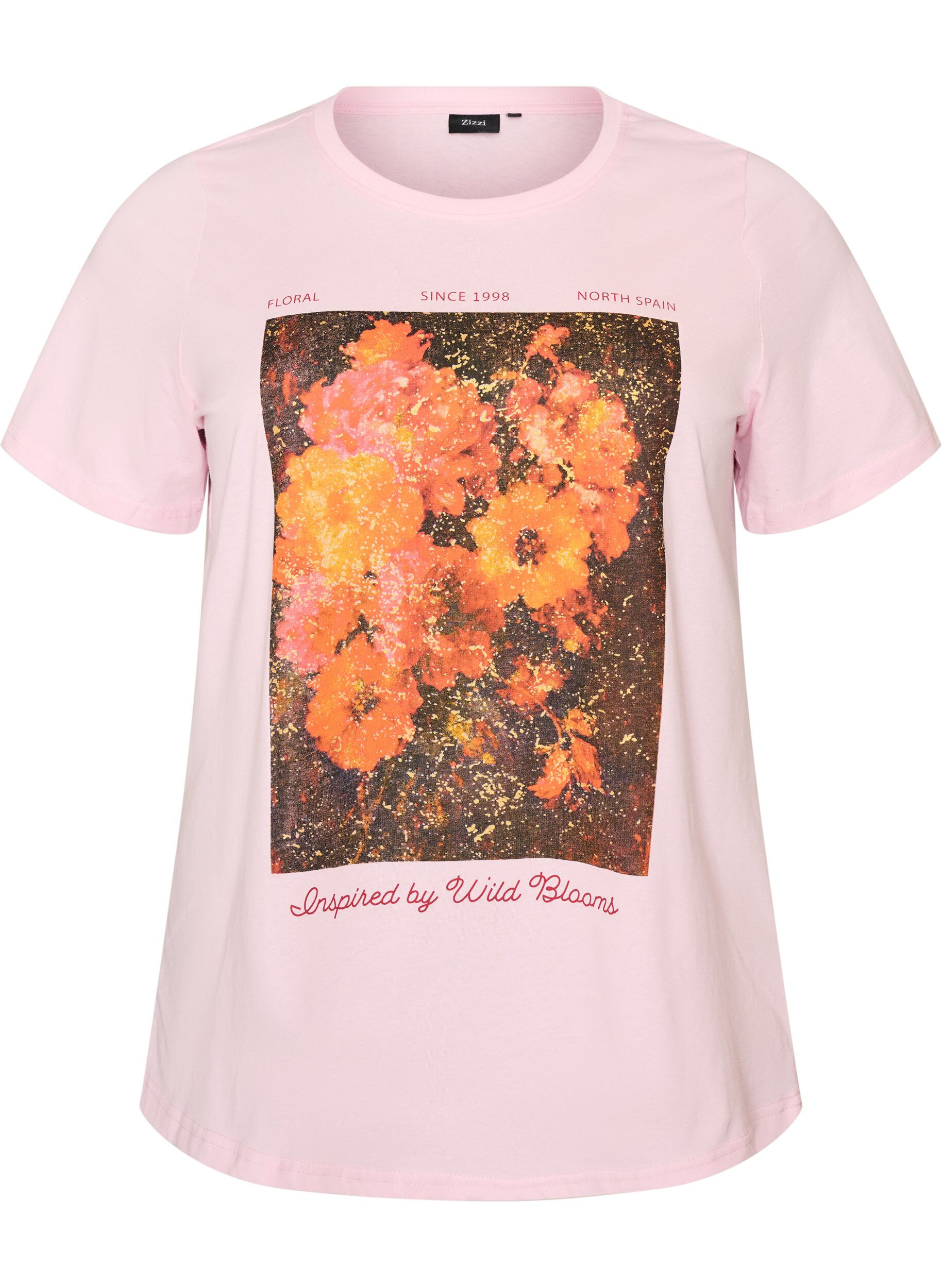 ZizzifashionCotton T-shirt with front print, Rose, Packshot image number 0