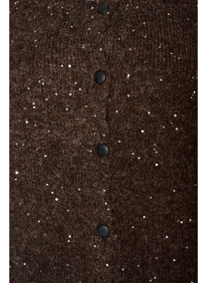 Cardigan with sequins and buttons, Brown, Packshot image number 2