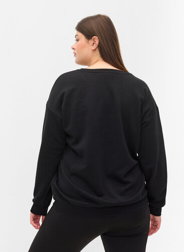 Sweatshirt with sporty print, Black, Model image number 1