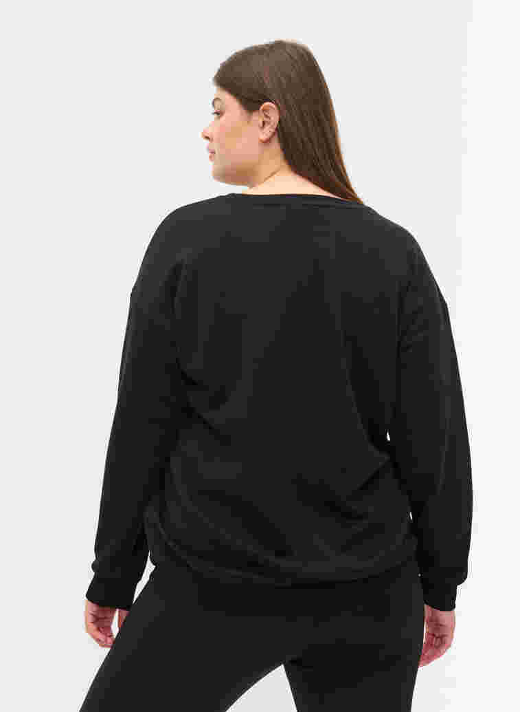 Sweatshirt with a sporty print, Black, Model image number 1