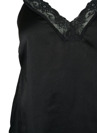 FLASH - Top with v-neck and lace edge, Black, Packshot image number 2