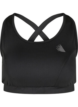 Solid-coloured cross back sports top, Black, Packshot image number 0