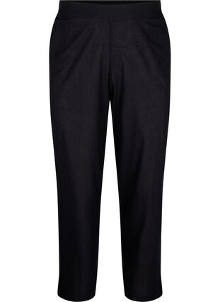 Loose pants in linen-cotton blend, Black, Packshot image number 0