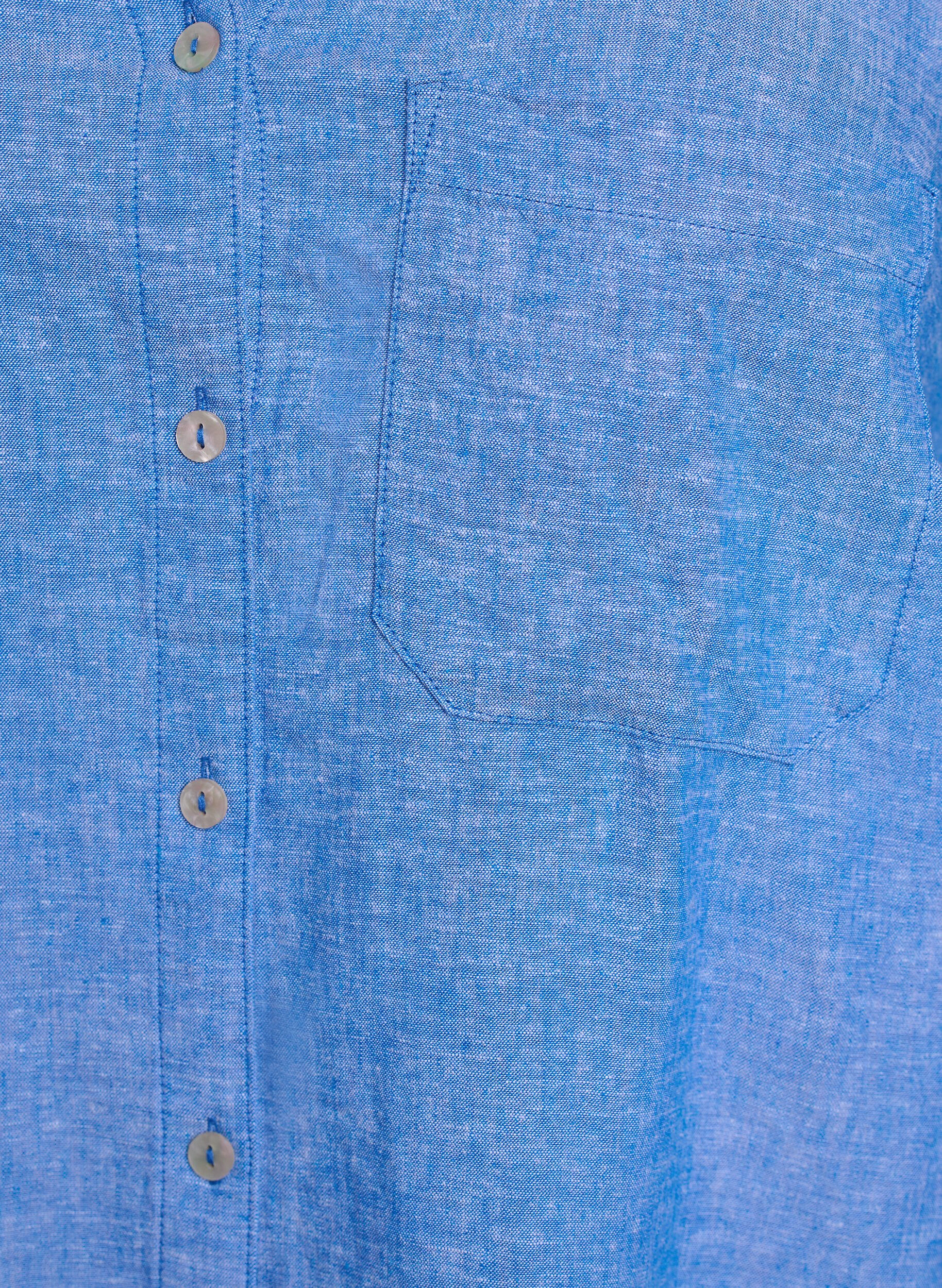 Zizzifashion Shirt in linen and viscose with 3/4 sleeves, Blue, Packshot image number 3