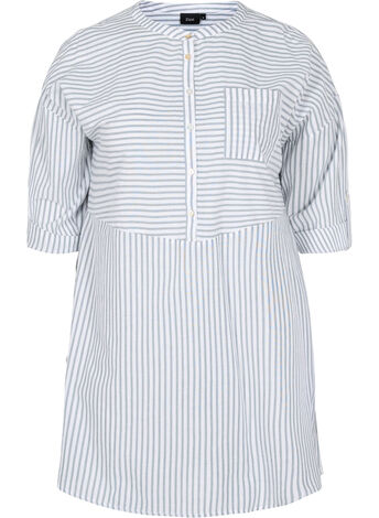 Striped tunic with buttons and 3/4-sleeves
