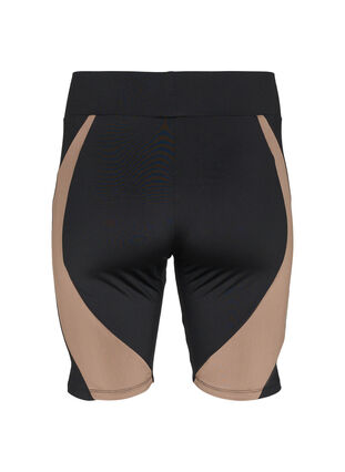 Tight fitted training shorts, Black w. Deep Taupe, Packshot image number 1