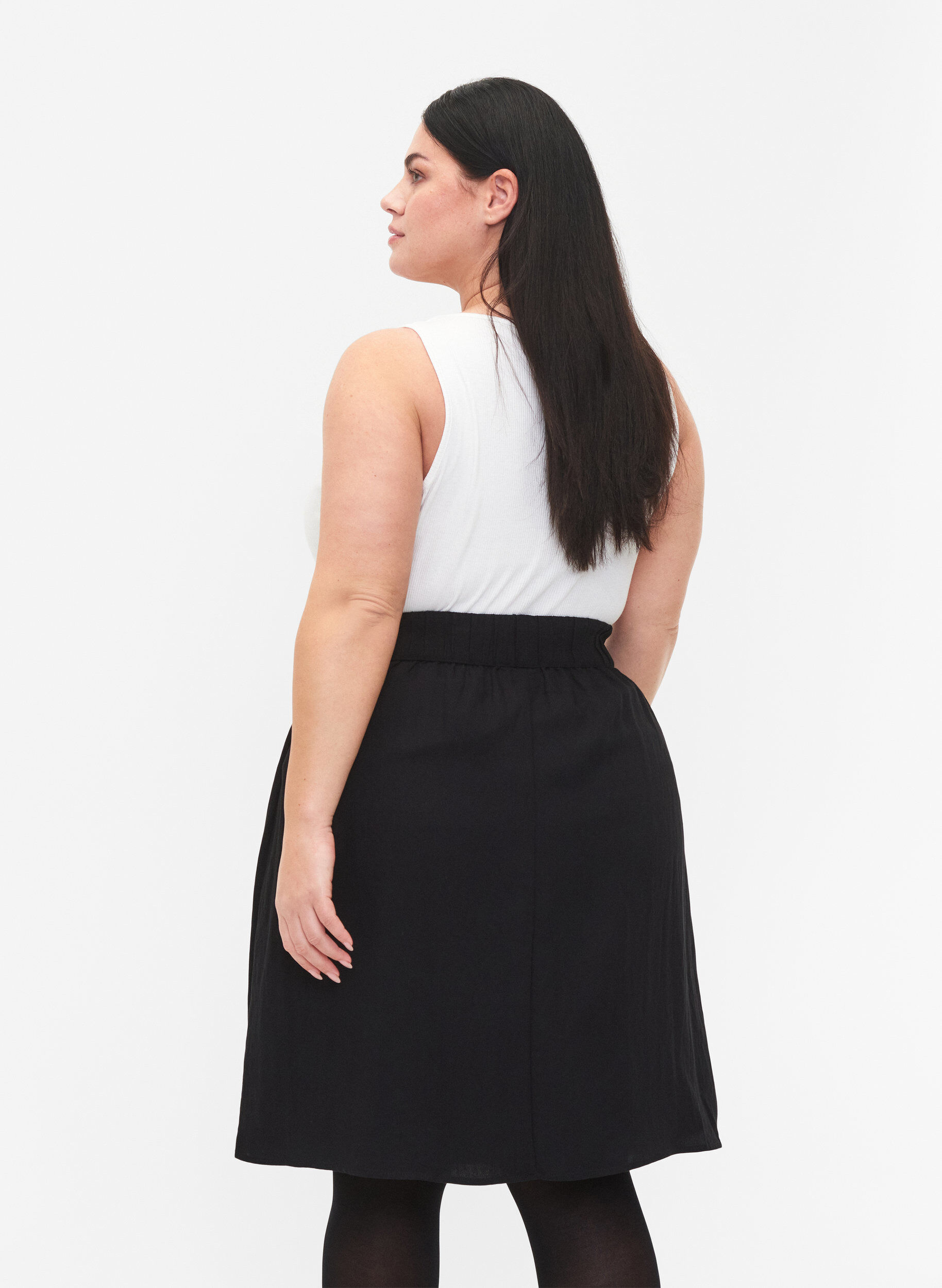 Zizzifashion Loose viscose skirt, Black, Model image number 2