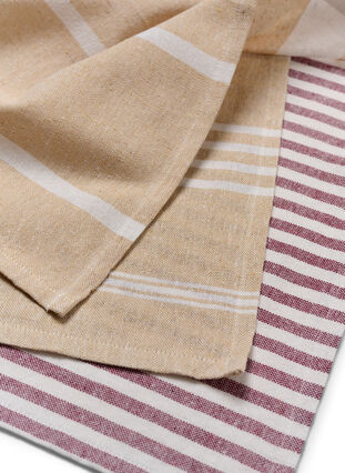3-pack striped cotton tea towel, 3-Pack Beige/Red, Packshot image number 1