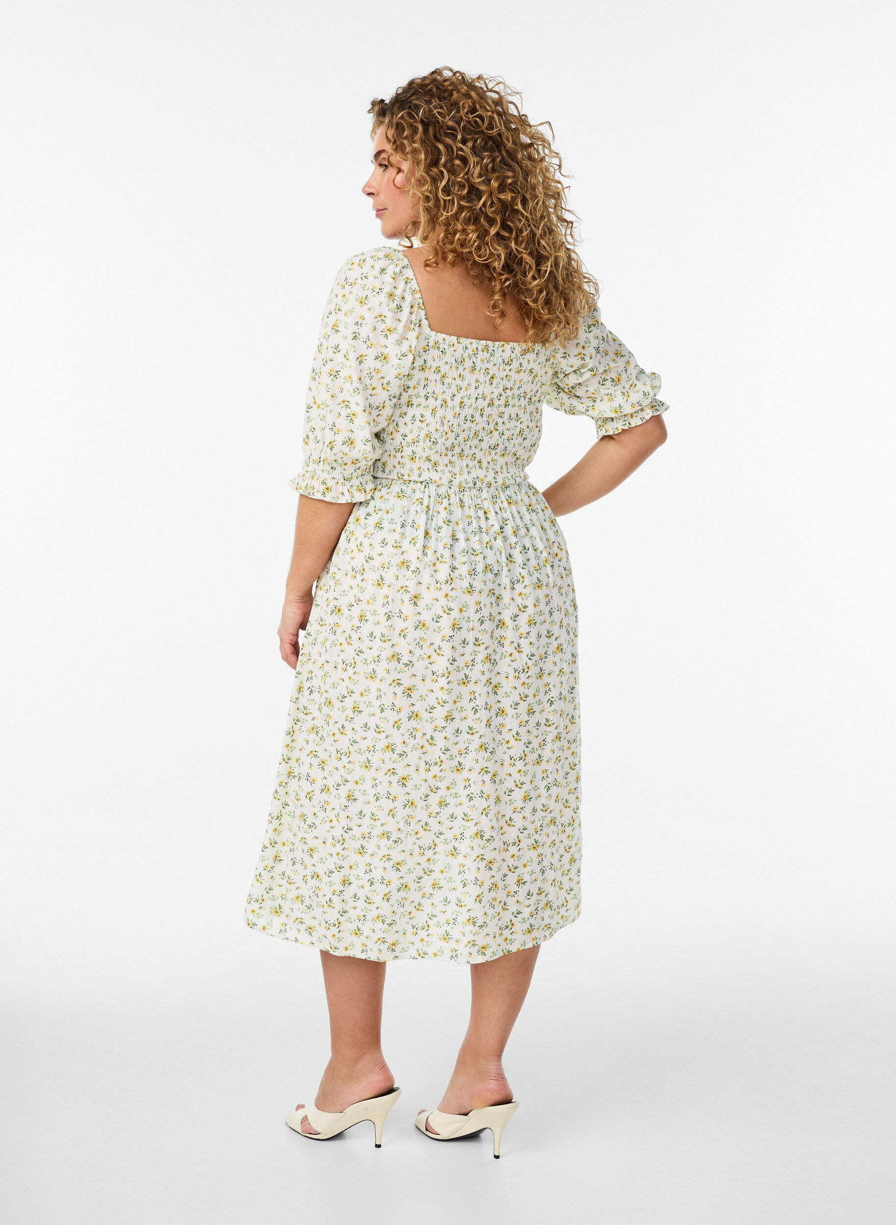 ZizzifashionFloral viscose summer dress, White, Model image number 1