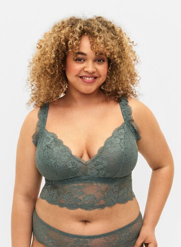 Lace bralette without underwire, Balsam Green Ass, Model image number 0