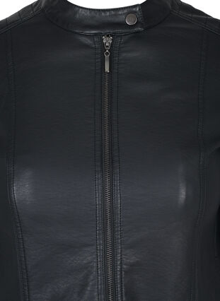 Faux leather jacket with pockets, Black, Packshot image number 2
