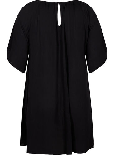 Viscose dress with short sleeves, Black, Packshot image number 1