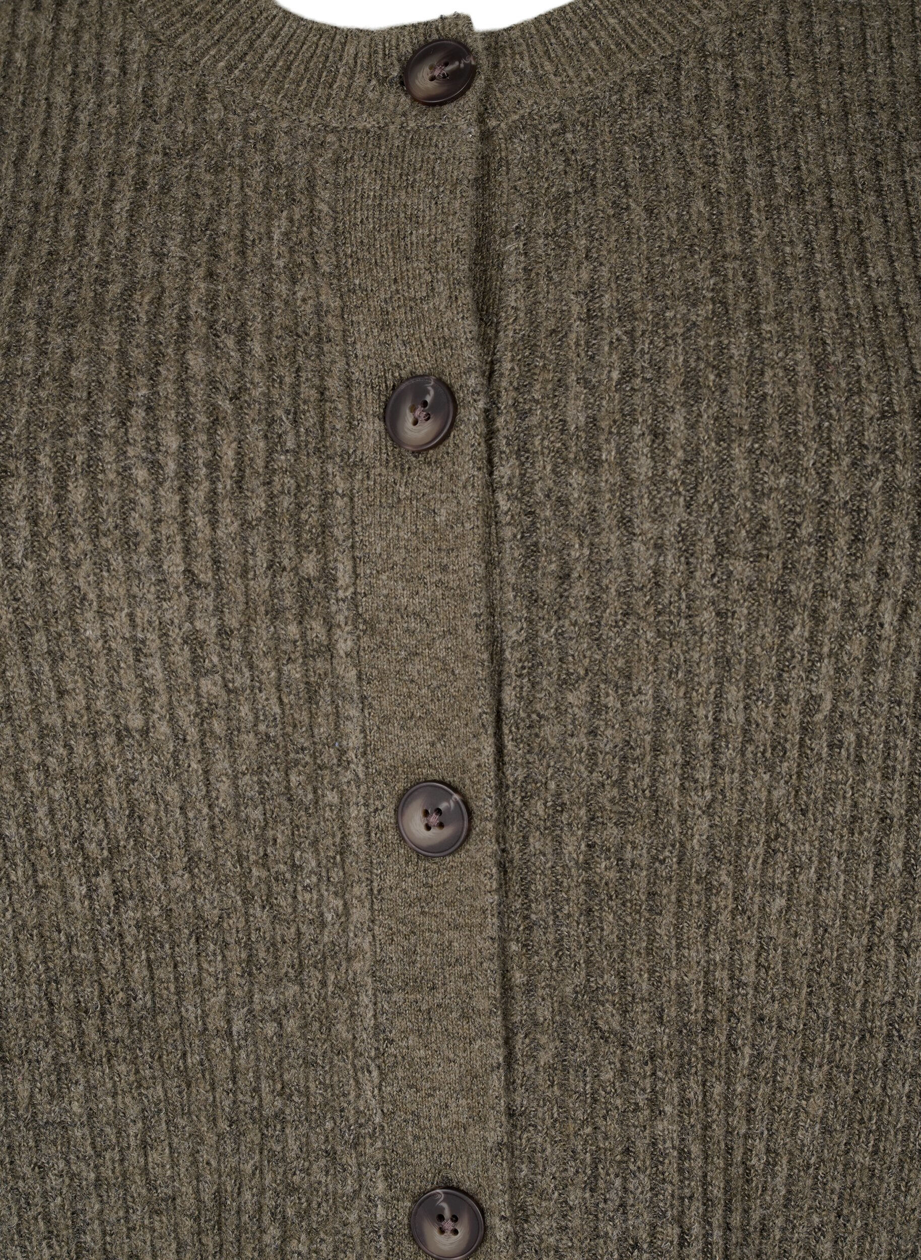 Zizzifashion Rib knit cardigan with buttons, Green, Packshot image number 2