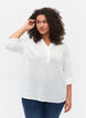 Shirt blouse in cotton with a v-neck, Bright White, Model image number 0