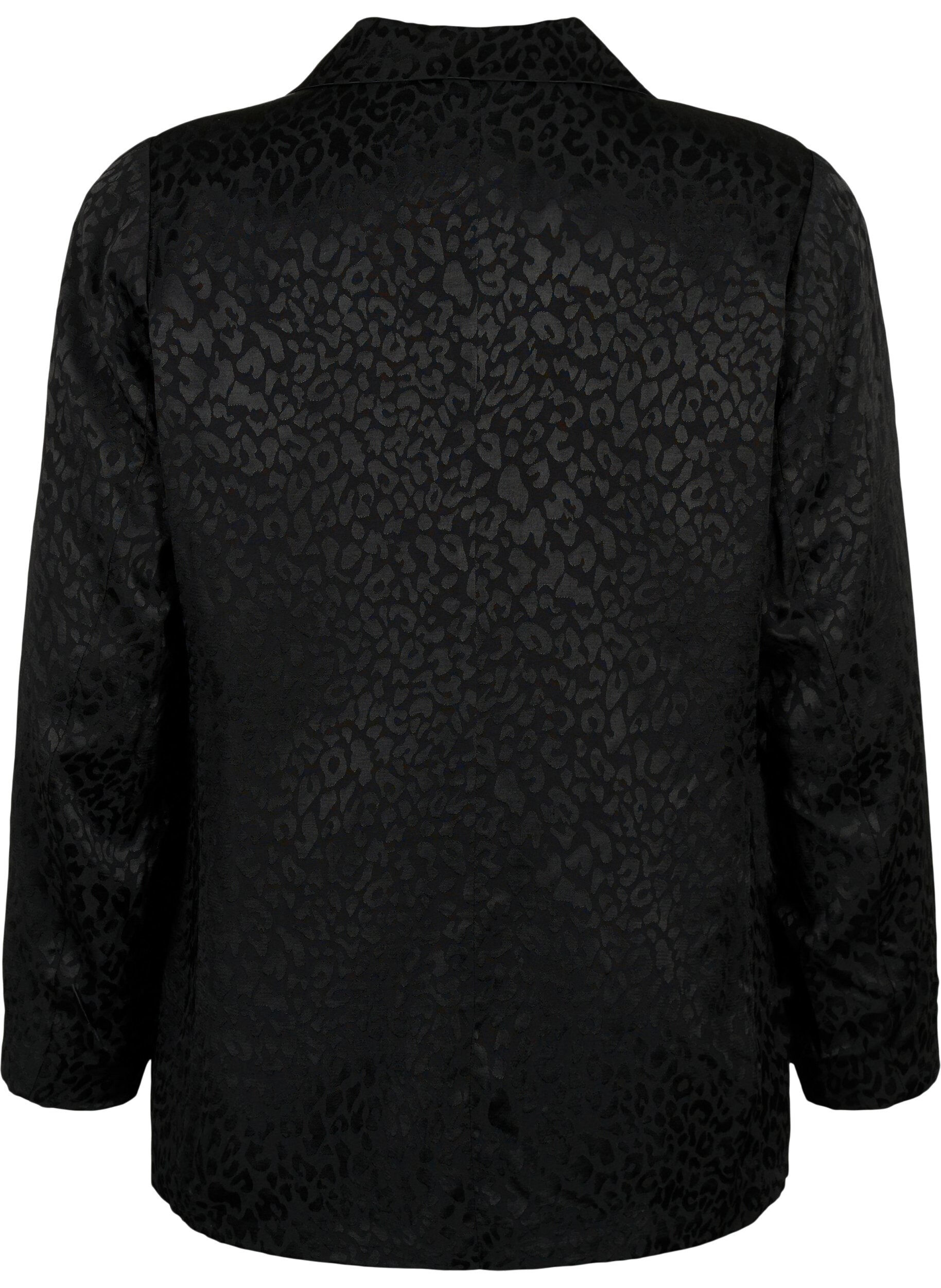Zizzifashion Tone-on-tone jacquard blazer in viscose, Black, Packshot image number 1