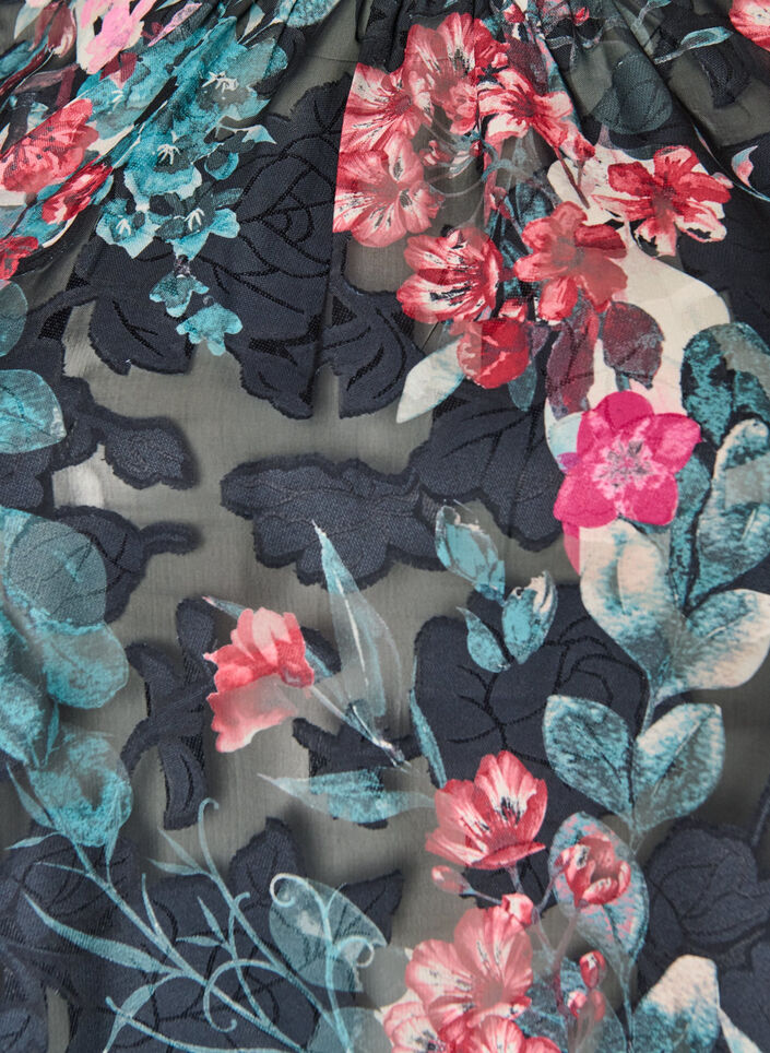 Floral blouse with woven texture, Black, Packshot image number 2