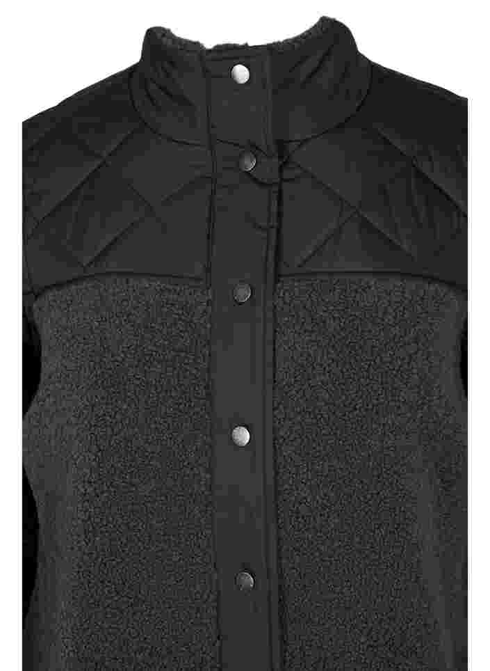 Quilted jacket with teddy and button closure, Black Comb, Packshot image number 2