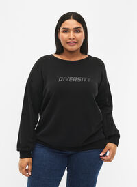 Modal mix sweatshirt with text print, Black, Model