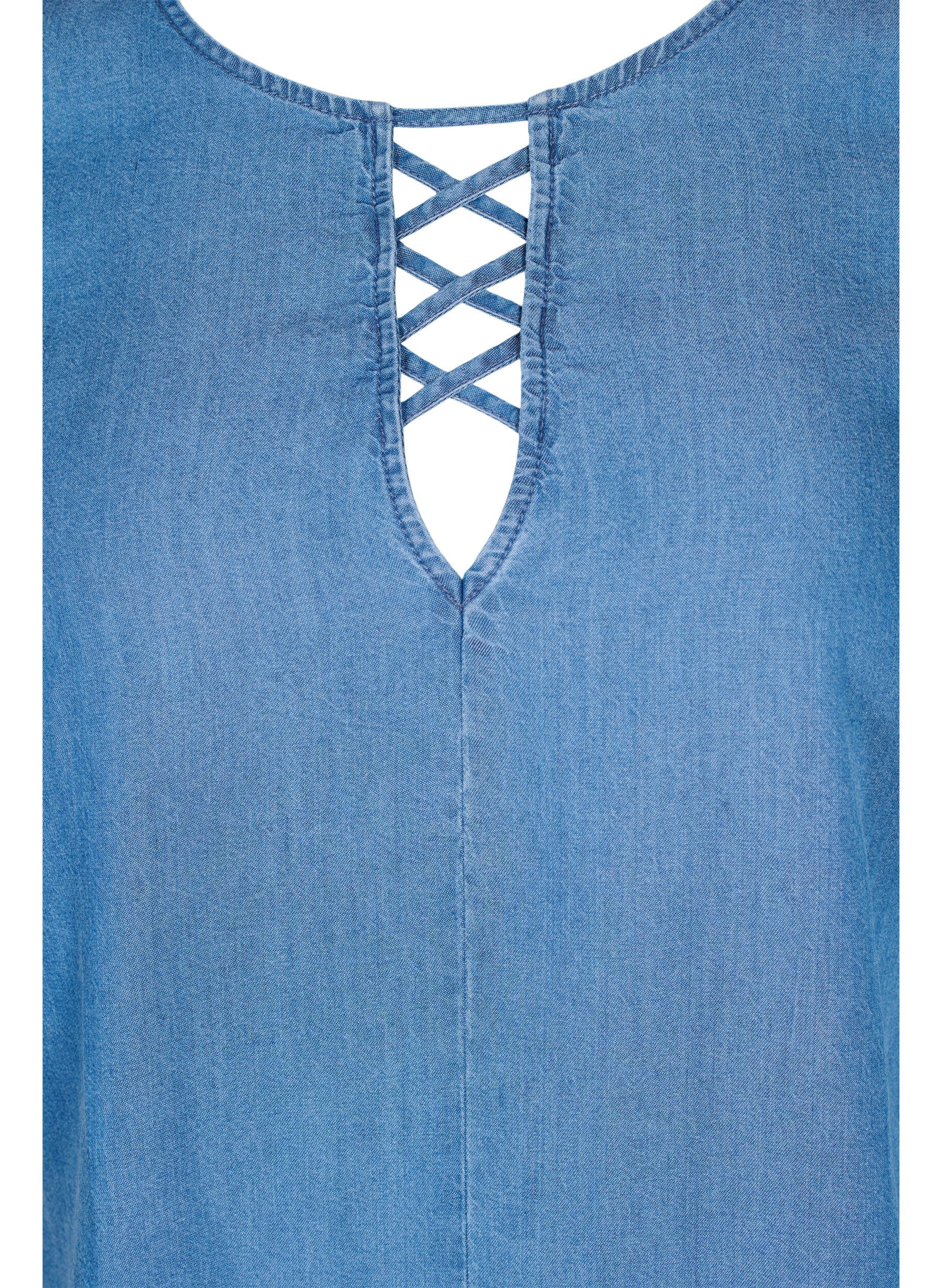 Zizzifashion Short-sleeved top in lyocell (TENCEL&trade;), Blue denim, Packshot image number 2