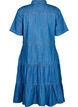 Midi denim dress with buttons and short sleeves, Blue, Packshot image number 1