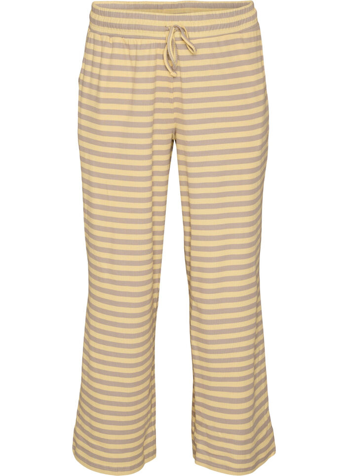 Striped pyjama trousers with a high waist and wide legs, 0413, Packshot image number 0