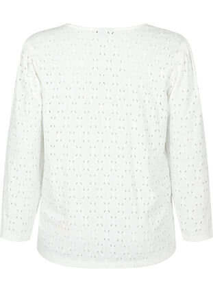 V-neck blouse with hole pattern, Off White, Packshot image number 1