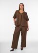 Trousers with glitter and wide legs, Brown, Model image number 0