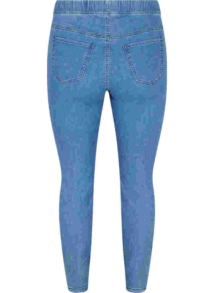 Cotton blend jeggings with back pockets, Blue denim, Packshot image number 1