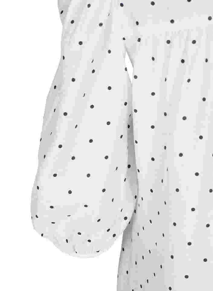 	 Dotted blouse with 3/4 sleeves in viscose material, White Dot, Packshot image number 3