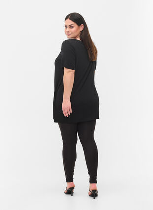 Viscose leggings with stones on the side, Black, Model image number 1