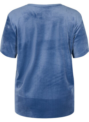 Short-sleeved velour t-shirt, Vintage Indigo, Packshot image number 1