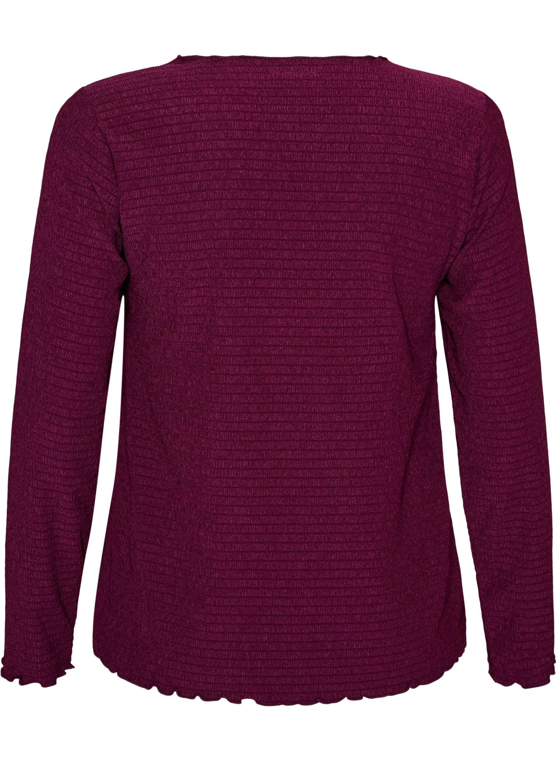 ZizzifashionTextured blouse with wavy edges, Purple, Packshot image number 1