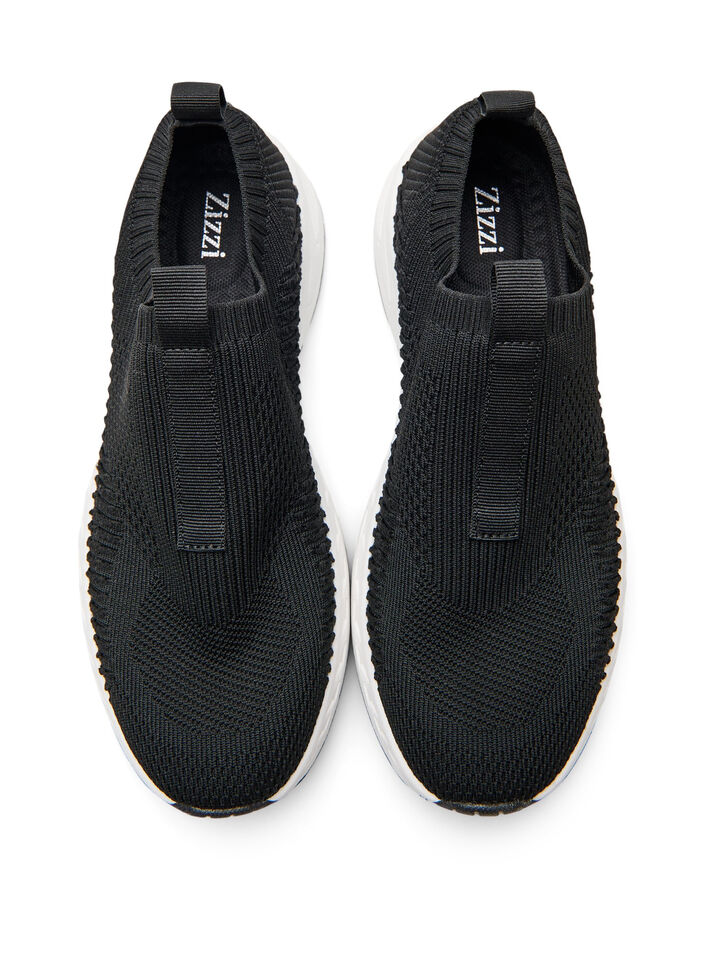 Sneakers in stretchy knit material, Black, Packshot image number 2