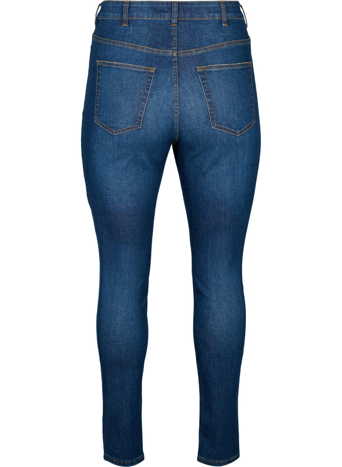Super slim Amy jeans with destroy and high waist, Dark blue, Packshot image number 1