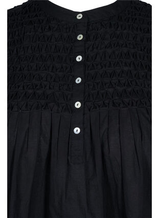 Cotton blouse with 3/4 sleeves and smock, Black, Packshot image number 2